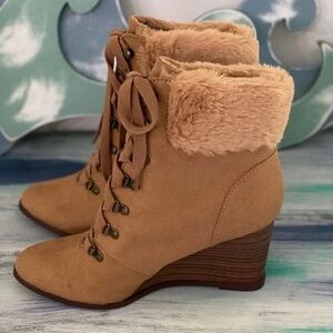 BAMBOO Tan Lace Up Boots